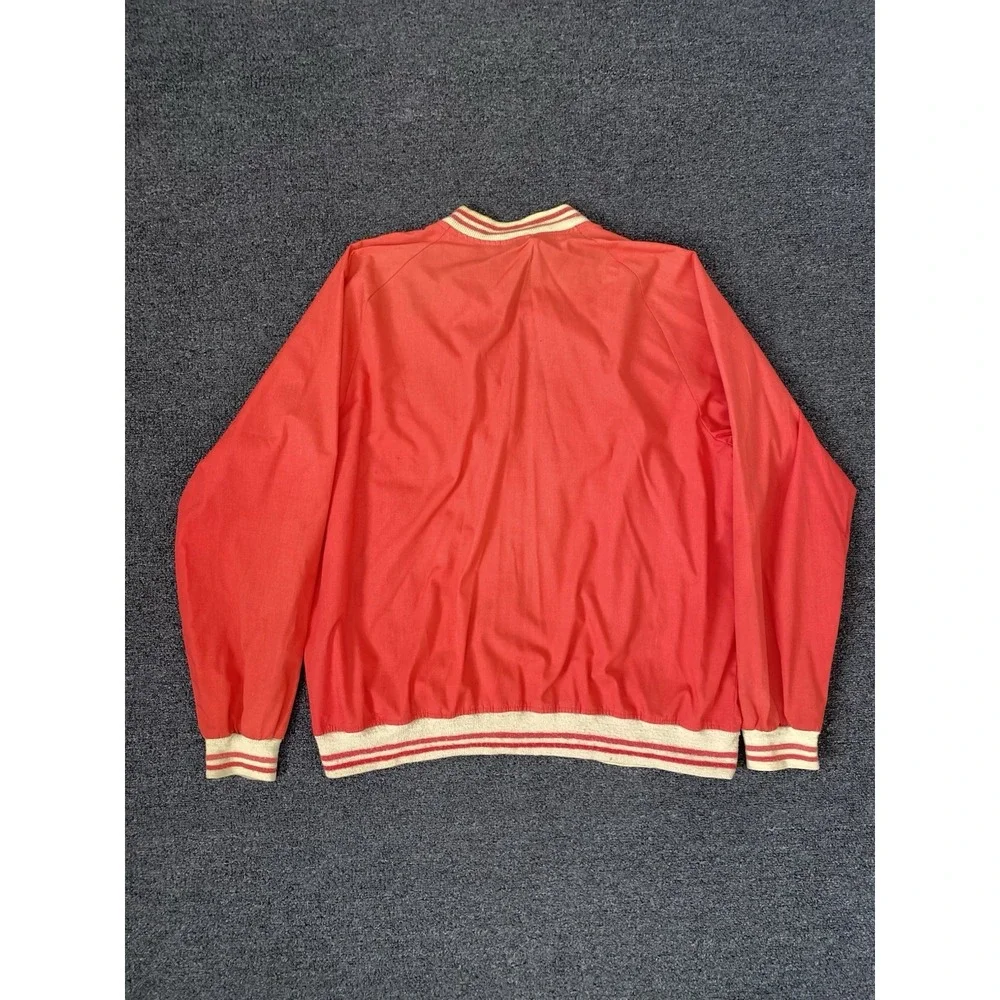 Vintage Sears Dragon Bomber Jacket Red Mens Size 3XL X-Tall Windbreaker Full Zip